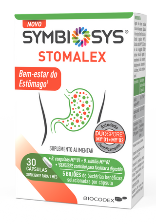 Symbiosys Stomalex, suplemento para digestão e bem-estar estomacal