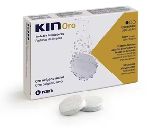 Kin Oro Pastilhas Efervescentes para Limpeza de Próteses Dentárias – 30 Unidades