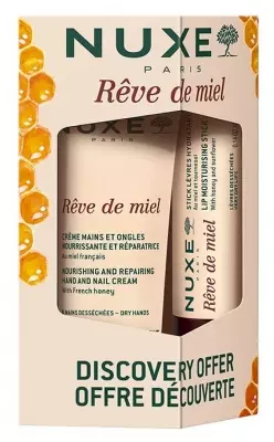 Nuxe Rêve de Miel Creme de Mãos 30mL + Stick Labial 4g – Nutrição & Proteção