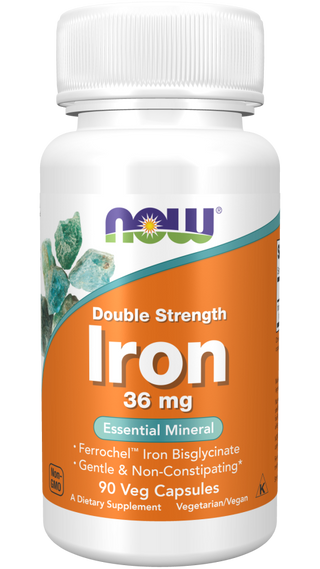NOW Iron 36mg Double Strength  x 90 Cápsulas Vegetais - Redução do Cansaço