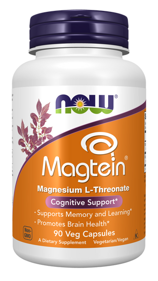 NOW Magtein® Magnesium L-Threonate x 90 Cápsulas Vegetais - Suporte Cognitivo e Energia
