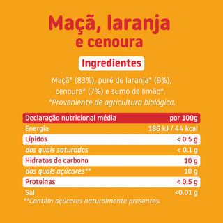 Smileat Boião Maçã, Laranja e Cenoura Biológico 130g
