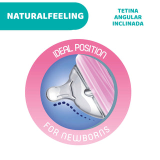 Chicco Biberón Natural Feeling +6 meses 330 mL Blanco Decorado