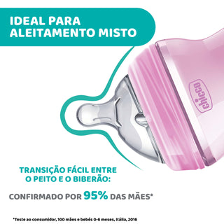 Chicco Biberón Natural Feeling +2 meses 250mL Blanco Decorado