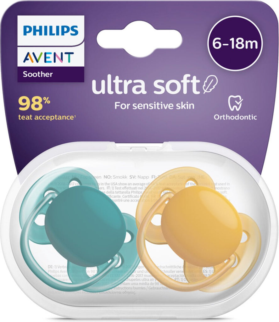 Philips Avent Chupetas Ultra Soft 6-18 meses Verde e Amarelo