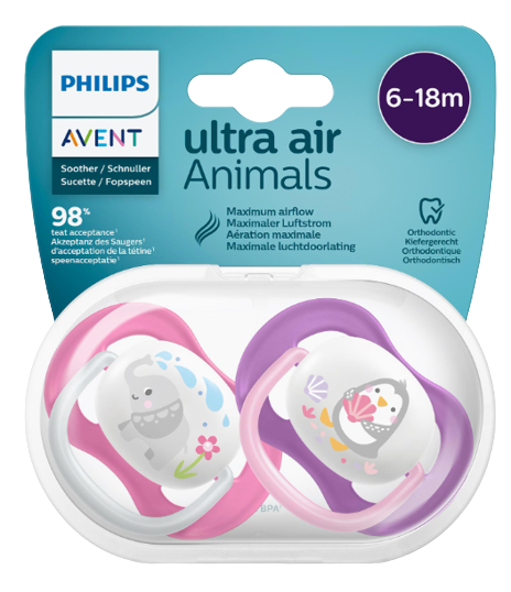 Philips Avent Chupetas Ultra Air Animals 6-18 meses Elefante e Pinguim
