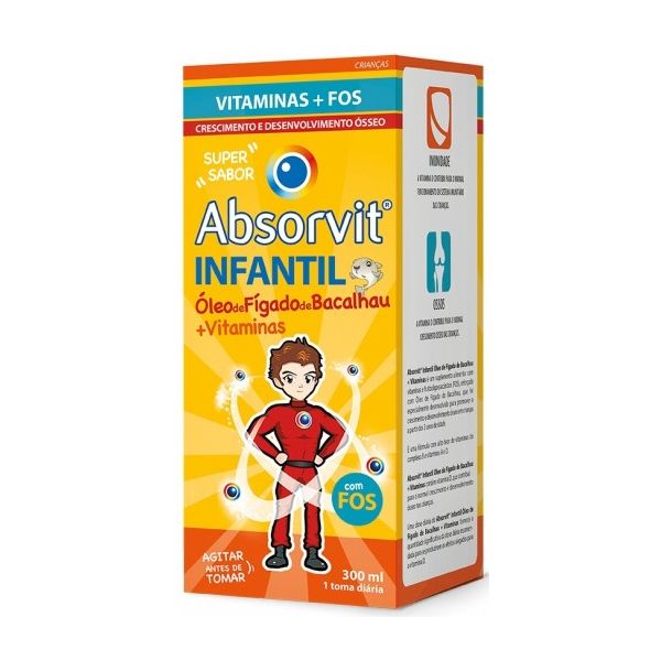 Absorvit Infantil Emulsão Óleo de Fígado de Bacalhau + Vitaminas 300ml