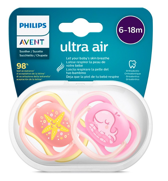 Philips Avent Chupetas Ultra Air 6-18 meses Menina