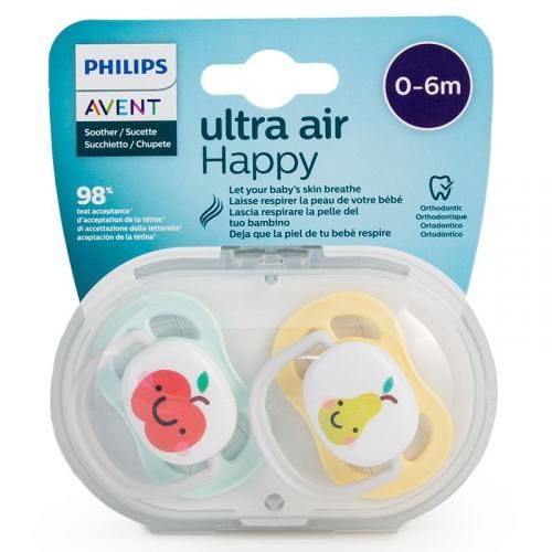Philips Avent Chupetas Ultra Air Happy 0-6 meses Frutas x2