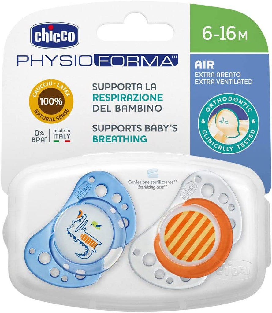Chicco Chupeta Physio Air Látex 6-16 meses Azul x2