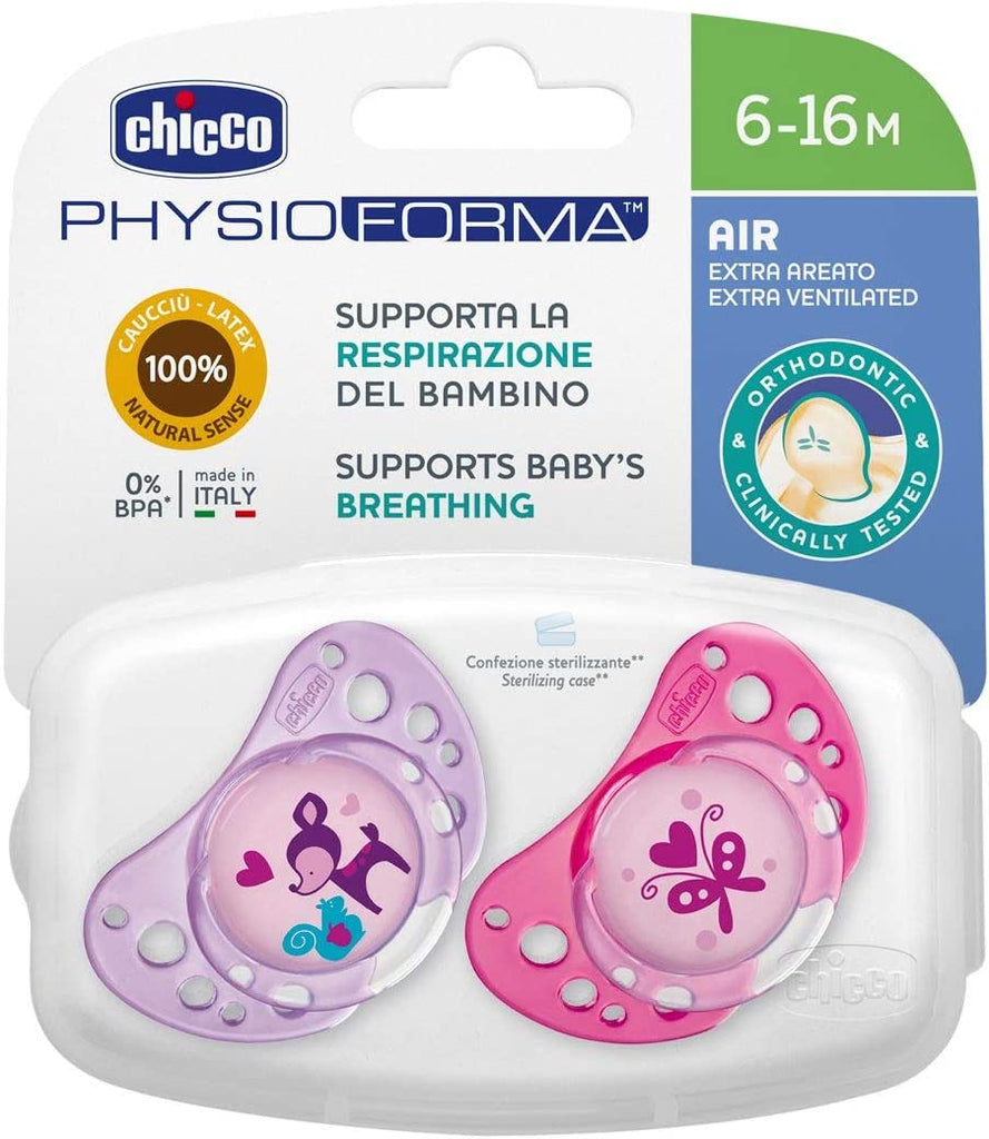 Chicco Chupeta Physio Air Látex 6-16 meses Rosa x2