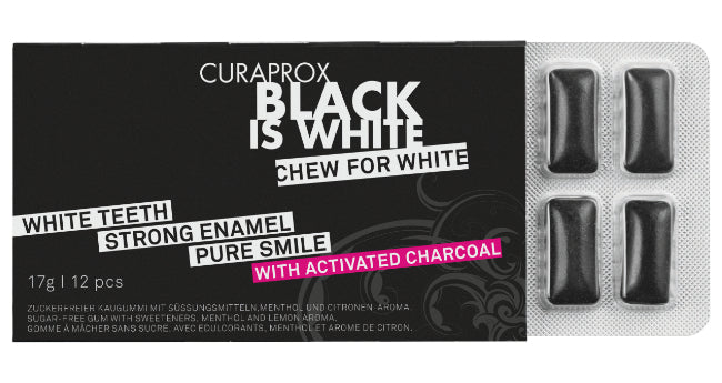 Curaprox Black Is White Pastilhas Elásticas Branqueamento 12 unidades