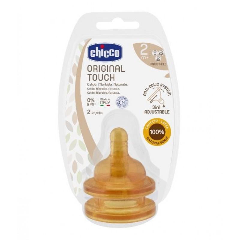 Chicco Original Touch Tetina Látex +2 meses Fluxo Regulável x2