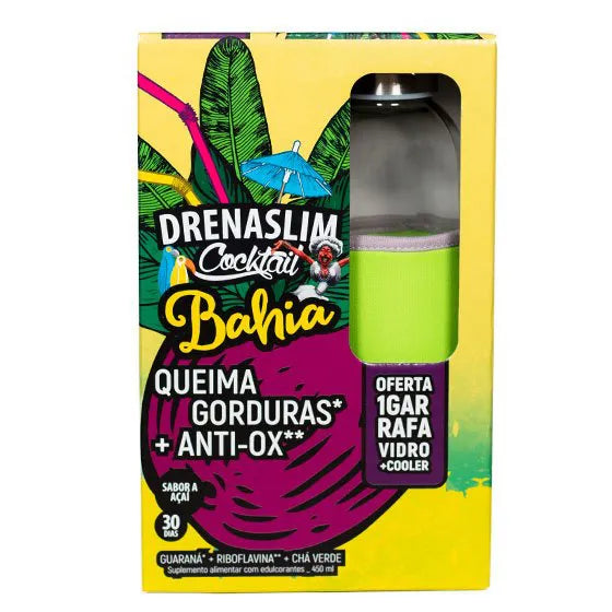 Drenaslim Cocktail Bahia Solução oral - 450ml Açaí + Oferta Garrafa Vidro + Cooler
