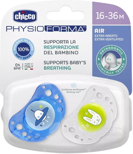 Chicco Chupeta Physio Air 16-36 meses Azul Sortido x2