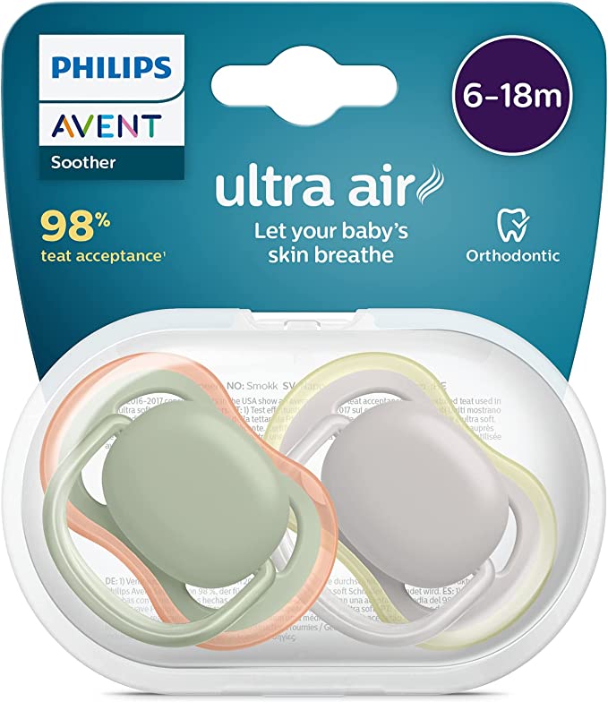 Philips Avent Chupetas Ultra Air Trendy 6-18 meses Neutra x2