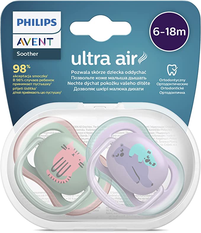 Philips Avent Chupetas Ultra Air Trendy 6-18 meses Gato e Koala
