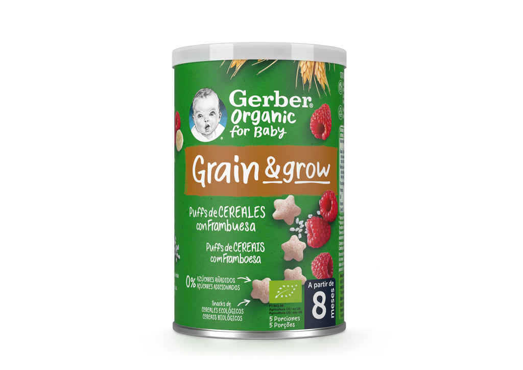 Gerber Organic Nutripuffs Framboesa 35g +8M