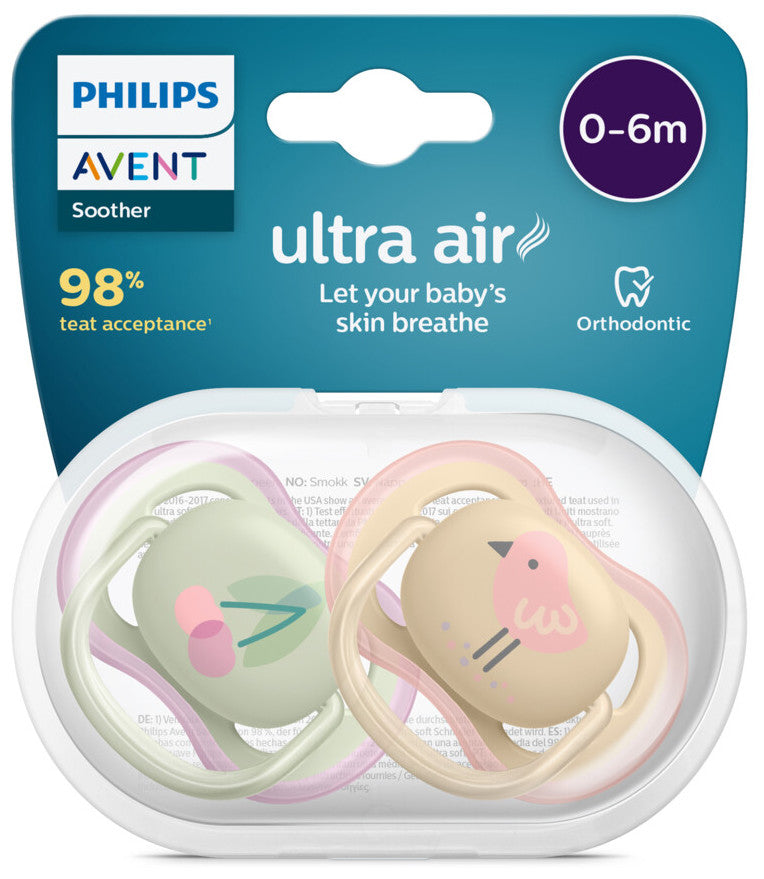 Philips Avent Chupetas Ultra Air 0-6 meses Trendy Rosa