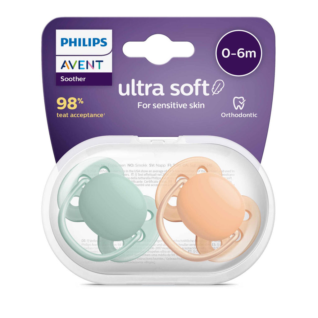 Philips Avent Chupetas Ultra Soft 0-6 meses Verde e Laranja