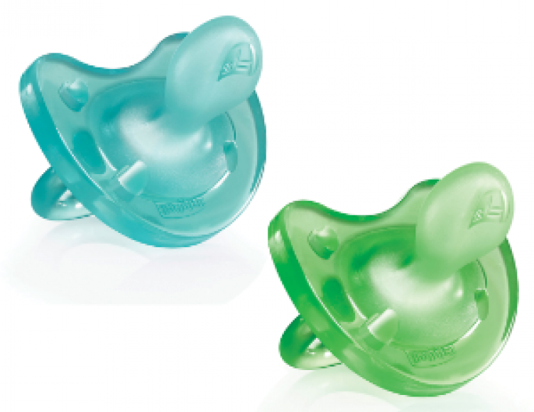 Chicco Chupeta Physio Soft Silicone 16-36 meses 2 unidades Azul e Verde
