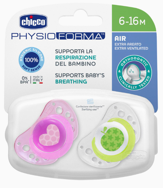 Chicco Chupeta Physio Air 6-16 meses Rosa Sortido x2