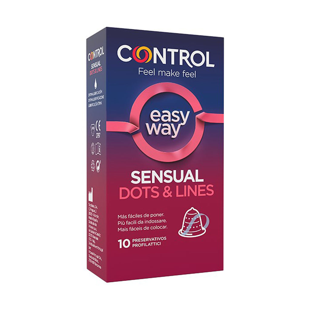 Control Preservativo Sensual Dots and Lines Easy Way x 10 unidades