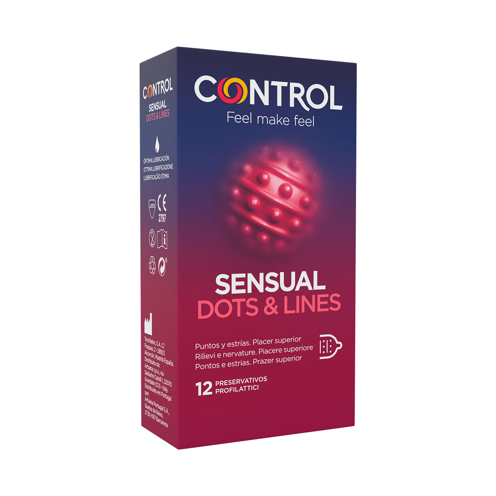 Control Preservativo Sensual Dots and Lines x 12 unidades