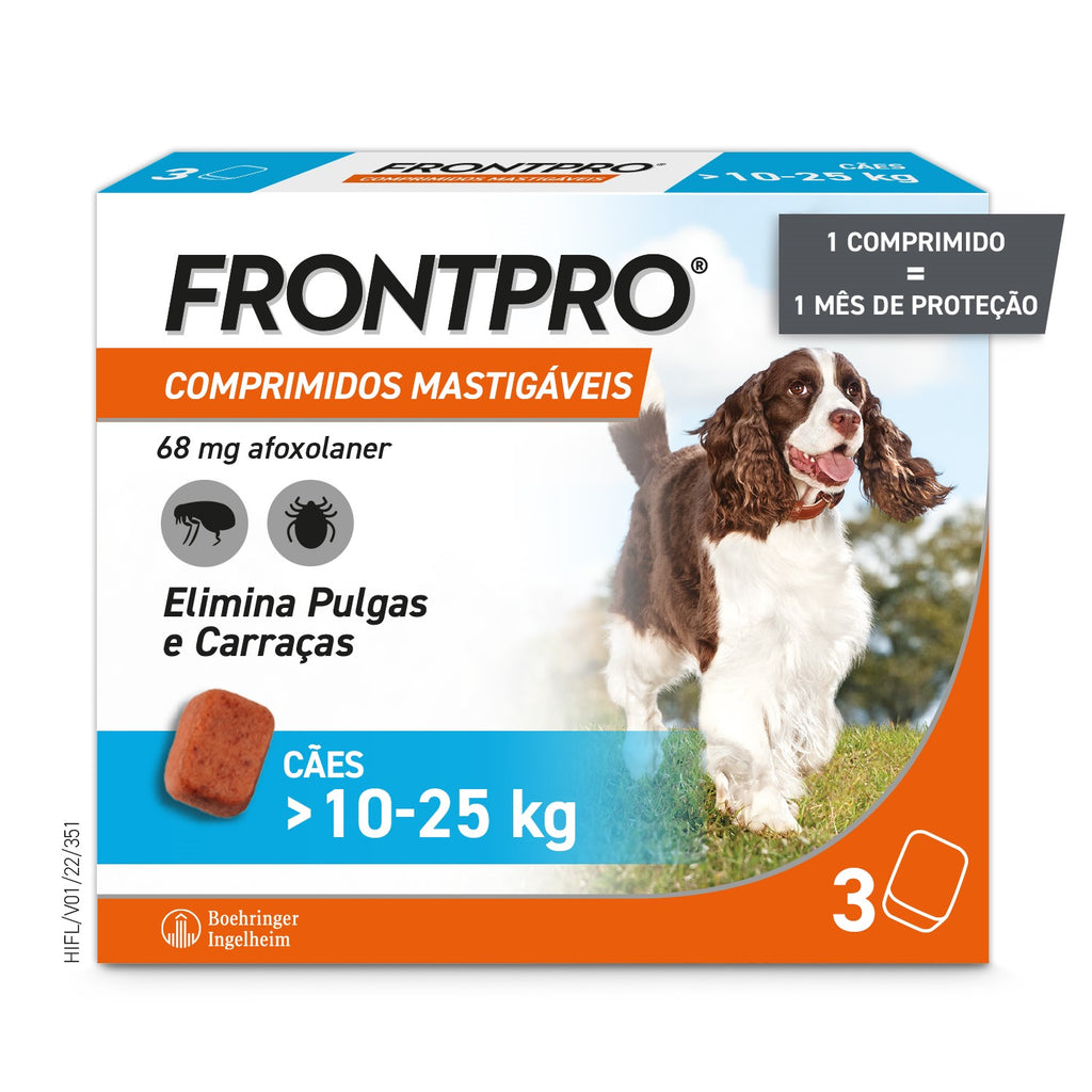 FRONTPRO Comprimidos Mastigáveis, Cão (>10-25KG), 3 Unidades