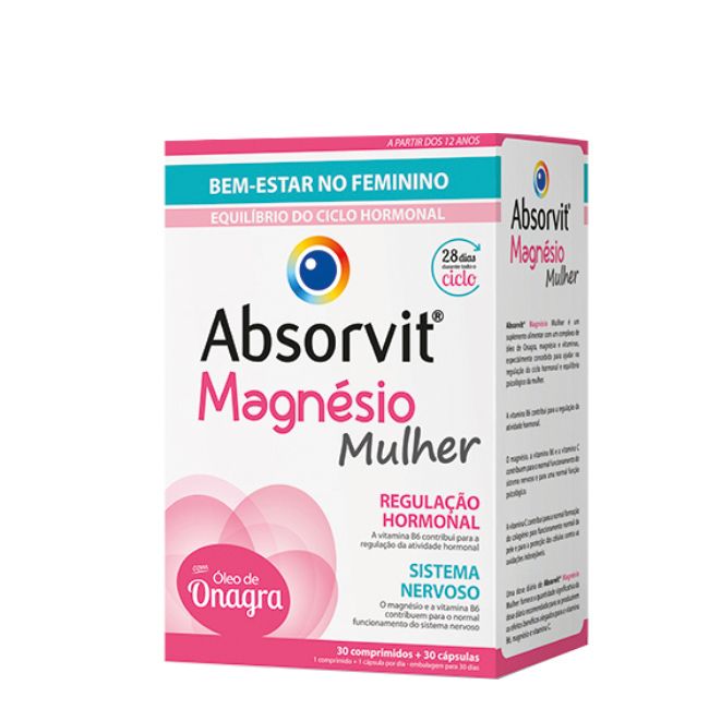 Absorvit Magnésio Mulher Duo 30 Comprimidos + 30 Cápsulas 