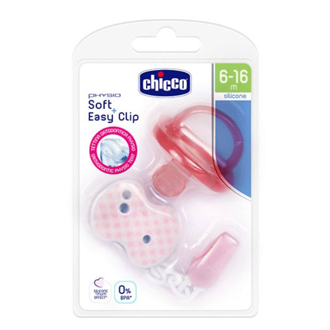 Chicco Pack Physio Soft Chupeta + Easy Clip 6-16M Rosa