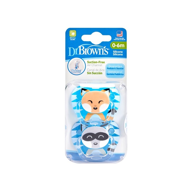 Dr Browns Chupeta Prevent Animal 0-6m Silicone Menino