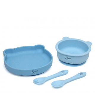 Kiokids Conjunto de Alimentação Silicone Azul