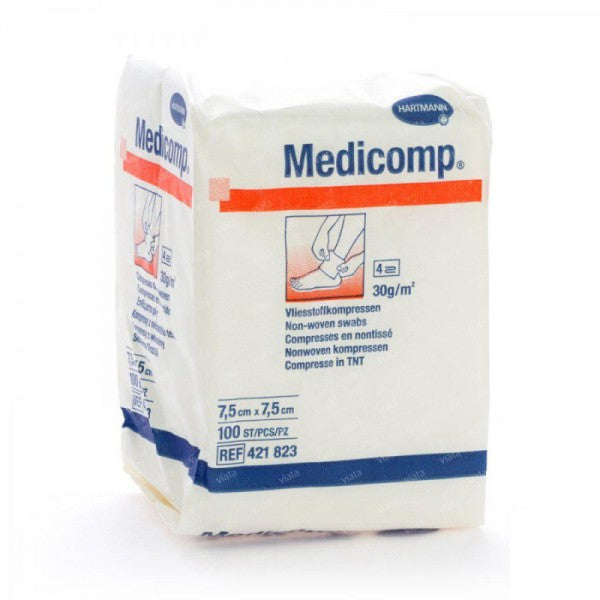 Medicomp Compressas Não Tecido Não Esterilizadas 7,5x7,5cm 100 unidades