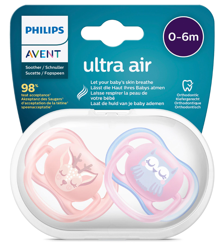 Philips Avent Chupetas Ultra Air Animals 0-6 meses Mocho e Veado