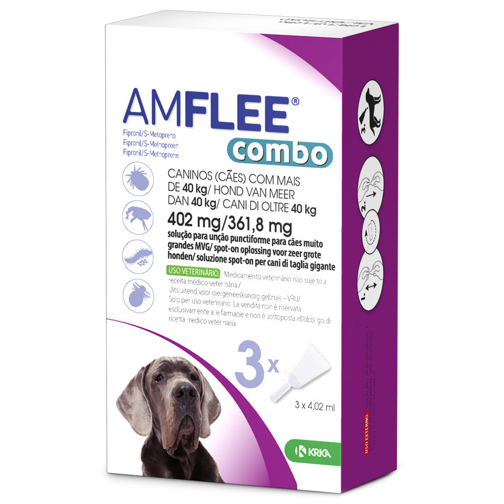 Amflee Combo Cão 40kg 402/361,8mg 3 pipetas