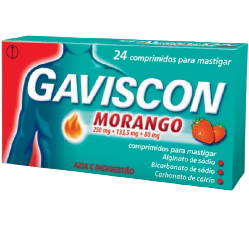 Gaviscon Morango, 250/133,5/80 mg x 24 comprimidos para mastigar
